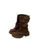 Steampunk Style Versatile Fashion Cowboy Rider Mid Heel Pleated Loose Trouser Boots