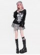 Girl's Will Series Sweet Cool Hollow Design Unique Bow Pattern Print Kawaii Fashion Black Long Sleeves Top