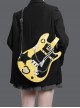 Cool Contrasting Design Unique Guitar Shape Punk Metal Rivet Chain Decoration Kawaii Fashion Bag