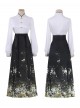 Green Nightmare Series Gorgeous Retro Chinese Style Ming Dynasty Hanfu Embroidery Horse Face Skirt Shirt Cape Set