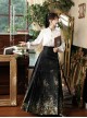Green Nightmare Series Gorgeous Retro Chinese Style Ming Dynasty Hanfu Embroidery Horse Face Skirt Shirt Cape Set