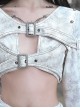 Madhouse Series White Distressed Suede Subculture Gothic Punk Niche Shoulder Pad Sexy Short Jacket