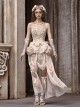 Broken Ballet Series Exquisite Champagne European Rococo Classic Lolita Gold Thread Fishbone Corset Chiffon Hem Set