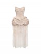 Broken Ballet Series Exquisite Champagne European Rococo Classic Lolita Gold Thread Fishbone Corset Chiffon Hem Set