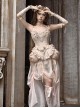 Broken Ballet Series Exquisite Champagne European Rococo Classic Lolita Gold Thread Fishbone Corset Chiffon Hem Set