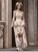 Broken Ballet Series Exquisite Champagne European Rococo Classic Lolita Gold Thread Fishbone Corset Chiffon Hem Set