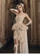 Broken Ballet Series Exquisite Champagne European Rococo Classic Lolita Gold Thread Fishbone Corset Chiffon Hem Set