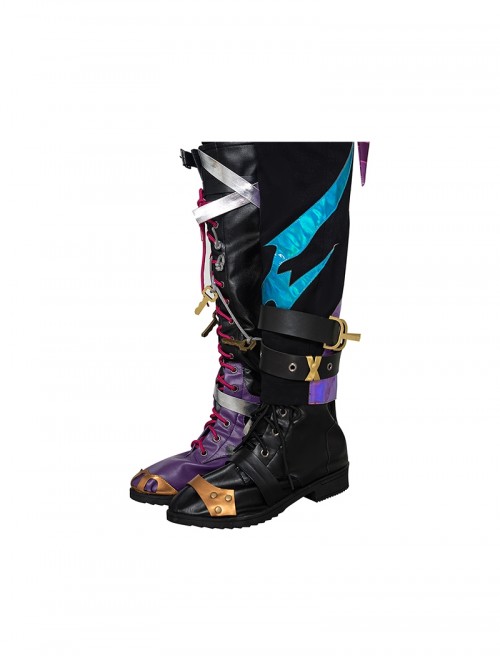 Arcane League Of Legends Season 2 Halloween Cosplay Jinx Accessories Black Purple Boots