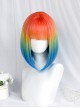 Rainbow Series Y2K Cosplay Vibrant Punk Lolita Gradient Full Dye Cloud Gem Short Straight Wig