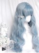 Blue Ribbon Series Dreamy Ice Blue Straight Bangs Sweet Lolita Doll Like Long Curly Princess Wool Roll Wig