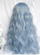 Blue Ribbon Series Dreamy Ice Blue Straight Bangs Sweet Lolita Doll Like Long Curly Princess Wool Roll Wig