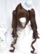 Oil Painting Style Sweet Lolita Retro Dark Brown Cute Girl Roman Curls Twin Ponytail Wig