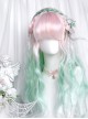Mint Peach Series Sweet Lolita Fairy Tale Mint Green Light Pink Gradient Wool Curls Long Wig