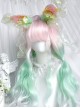 Mint Peach Series Sweet Lolita Fairy Tale Mint Green Light Pink Gradient Wool Curls Long Wig