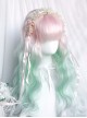 Mint Peach Series Sweet Lolita Fairy Tale Mint Green Light Pink Gradient Wool Curls Long Wig