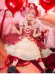 Guardian Heart Series Lovely Kawaii Sweet Lolita Ruffle Bubble Sleeves Red Plaid Cake Dress Shirt Set