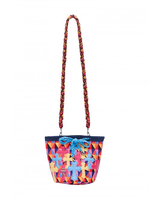 Daily Versatile Colorful Diamond Pattern Chrome Hearts Decorative Braided Shoulder Strap Kawaii Fashion Bag