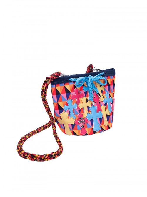 Daily Versatile Colorful Diamond Pattern Chrome Hearts Decorative Braided Shoulder Strap Kawaii Fashion Bag