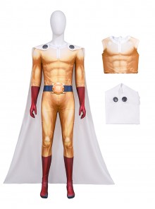One Punch Man Season 3 Halloween Cosplay Saitama Bodysuit Costume Set Without Shoes