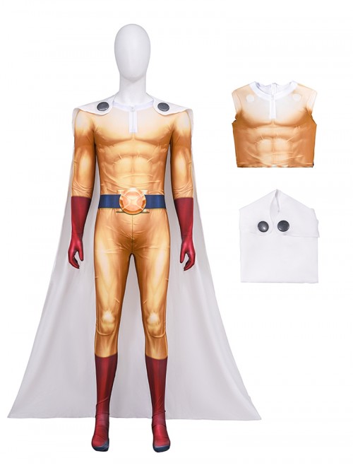 One Punch Man Season 3 Halloween Cosplay Saitama Bodysuit Costume Set Without Shoes