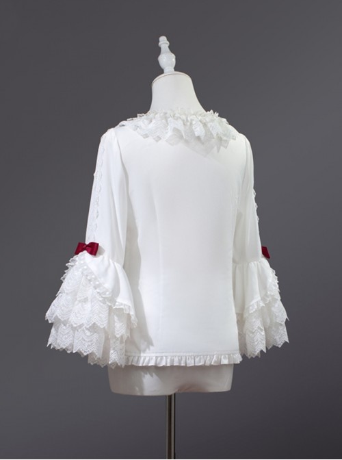 Berry Futa Tata Series Sweet Lolita White Princess Exquisite Ruffle Bell Sleeves Gorgeous Blouse