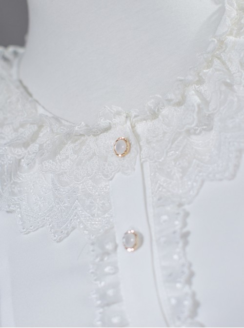 Berry Futa Tata Series Sweet Lolita White Princess Exquisite Ruffle Bell Sleeves Gorgeous Blouse