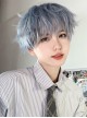 Fei Series Stylish Chic Japanese Harajuku Boyish Lolita Blue Grey Gradient Short Curly Wig