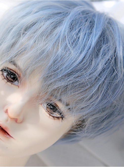 Fei Series Stylish Chic Japanese Harajuku Boyish Lolita Blue Grey Gradient Short Curly Wig