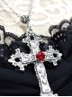 Handmade Gothic Lolita Punk Cosplay Silver Cross Pendant Necklace Clavicle Chain