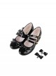 Elena Series Classic Lolita French Chic Detachable Bow Elegant Refined Medium Heel Mary Jane Shoes