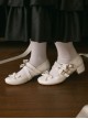 Elena Series Classic Lolita French Chic Detachable Bow Elegant Refined Medium Heel Mary Jane Shoes