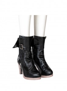 Game Zenless Zone Zero Halloween Cosplay Hoshimi Miyabi Accessories High Heel Black Leather Shoes