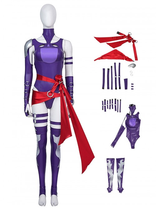 Game Marvel Rivals Halloween Cosplay Psylocke Vengeance Skin Costume Set Without Shoes