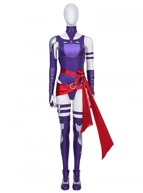 Game Marvel Rivals Halloween Cosplay Psylocke Vengeance Skin Accessories Purple Ankle Boots