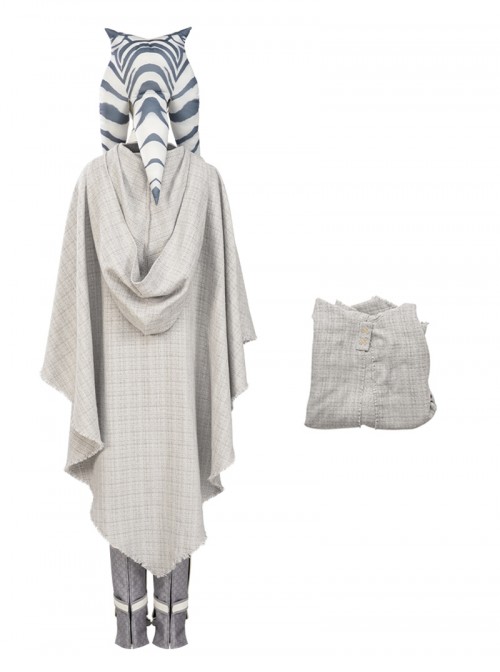 Star Wars Ahsoka Halloween Cosplay Tano White Battle Suit Costume Gray Cloak