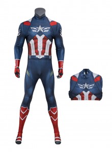 Captain America New World Order Halloween Cosplay Captain America Bodysuit Printing Version Costume Set Without Shoes