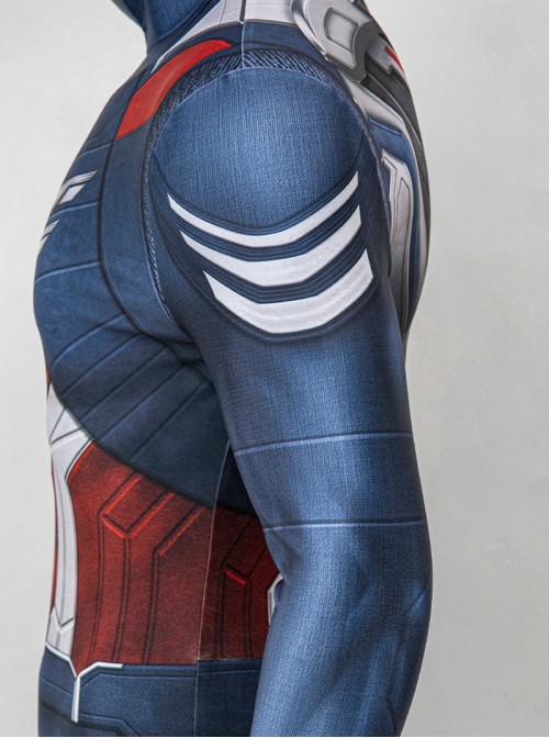 Captain America New World Order Halloween Cosplay Captain America Bodysuit Printing Version Costume Set Without Shoes