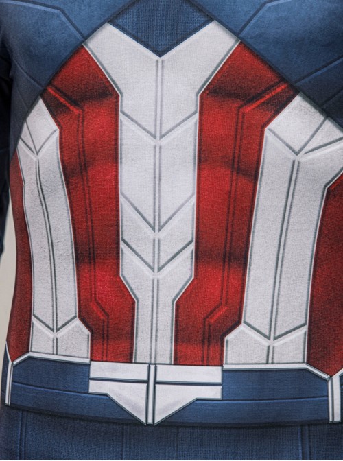 Captain America New World Order Halloween Cosplay Captain America Bodysuit Printing Version Costume Set Without Shoes