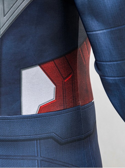 Captain America New World Order Halloween Cosplay Captain America Bodysuit Printing Version Costume Set Without Shoes