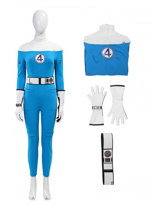 Movie The Fantastic Four First Steps Halloween Cosplay Invisible Woman Bodysuit Costume Set Without Shoes