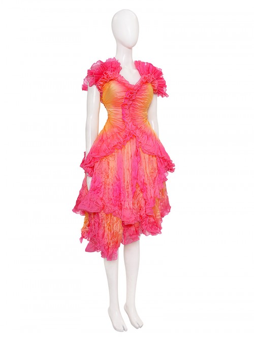 Movie Wicked Halloween Cosplay Glinda Gradient Dress Costume Set