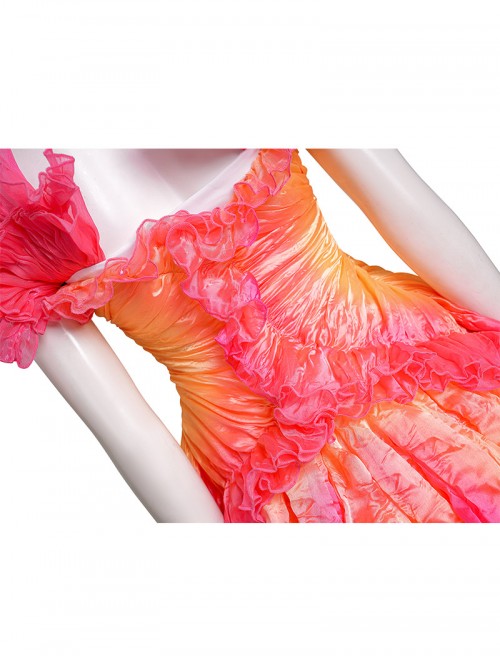 Movie Wicked Halloween Cosplay Glinda Gradient Dress Costume Set