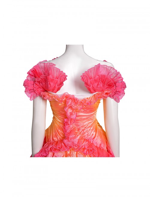 Movie Wicked Halloween Cosplay Glinda Gradient Dress Costume Set