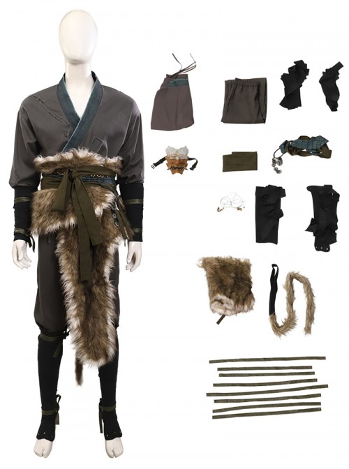 Black Myth Wukong Halloween Cosplay Wukong Fur Waistband Costume Set Without Gourd Without Masks