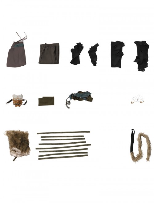 Black Myth Wukong Halloween Cosplay Wukong Fur Waistband Costume Set Without Gourd Without Masks