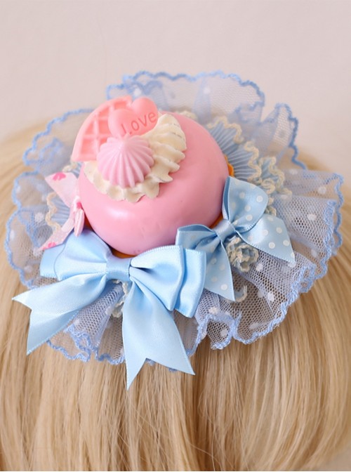 Sweet Celebration Series Sweet Lolita Cute Simulation Cream Cake Fruit Biscuit Chocolate Bowknot Lace Hair Clip
