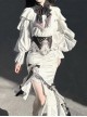 Ring Star Gate Series Ornate Gothic Lolita Royal White Elegant Ruffle Bow Tie Long Sleeve Blouse