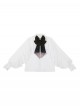 Ring Star Gate Series Ornate Gothic Lolita Royal White Elegant Ruffle Bow Tie Long Sleeve Blouse