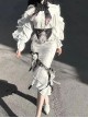 Ring Star Gate Series Ornate Gothic Lolita Royal White Elegant Ruffle Bow Tie Long Sleeve Blouse