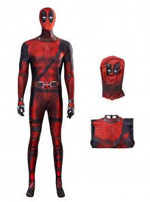 Deadpool Halloween Cosplay Deadpool Costume Printing Red Bodysuit Set